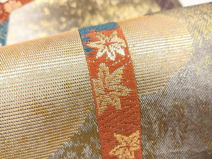 平和屋着物◎六通柄袋帯 亀甲花文 金銀糸 引箔 正絹 逸品 BAAT2901mz