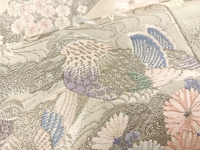 平和屋着物◎六通柄袋帯 唐織 プラチナ箔 桃山屏風絵文 銀糸 正絹 逸品 BAAT2902mz