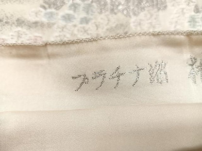 平和屋着物◎六通柄袋帯 唐織 プラチナ箔 桃山屏風絵文 銀糸 正絹 逸品 BAAT2902mz