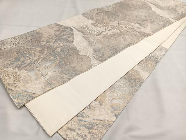 平和屋着物◎六通柄袋帯 風景文 京洛錦 二重引箔 正絹 逸品 BAAT2903mz