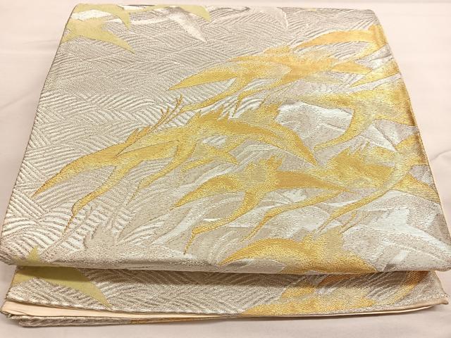 平和屋着物◎六通柄袋帯 唐織 飛鶴文 金銀糸 正絹 逸品 BAAT2913mz