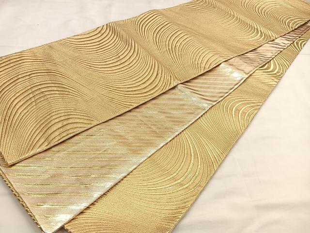 袋帯　　つづれ　　純金糸使用 袋帯 本金糸 純金糸 24K 天年楽園 つづれ織 花鳥 ベージュ系 着物帯