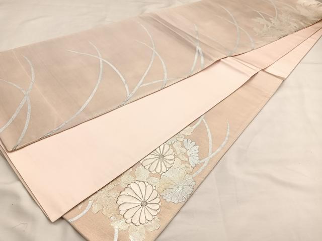 平和屋着物◎六通柄袋帯 駒刺繍 草花文 金銀糸 引箔 正絹