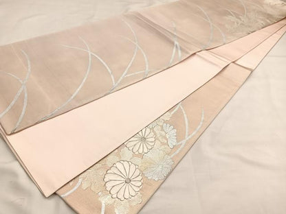 平和屋着物◎六通柄袋帯 駒刺繍 草花文 金銀糸 引箔 正絹 逸品 BAAT2915mz