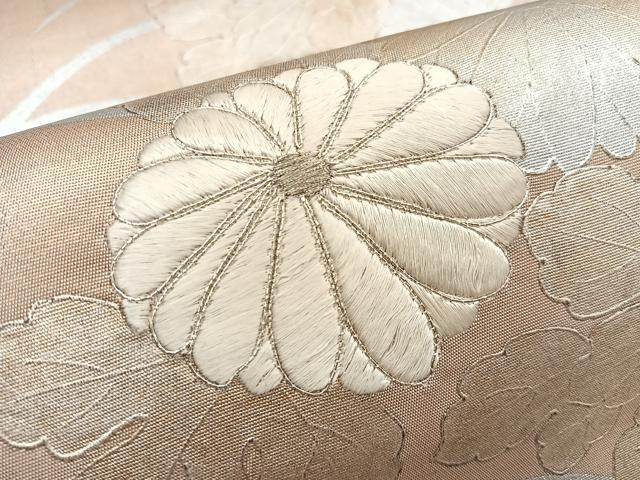 平和屋着物◎六通柄袋帯 駒刺繍 草花文 金銀糸 引箔 正絹 逸品 BAAT2915mz