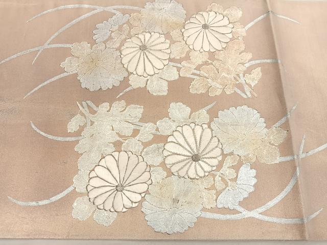 平和屋着物◎六通柄袋帯 駒刺繍 草花文 金銀糸 引箔 正絹 逸品 BAAT2915mz