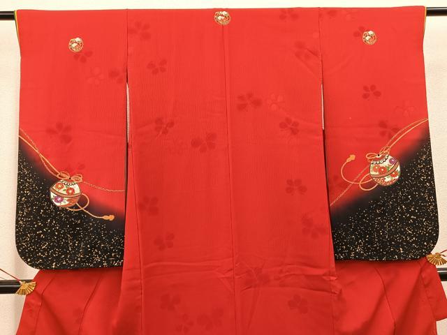 平和屋着物∵女の子　十三参り　子供　祝着・袋帯セット　帯セット　手毬花文　金彩　逸品　BAAT2964mz