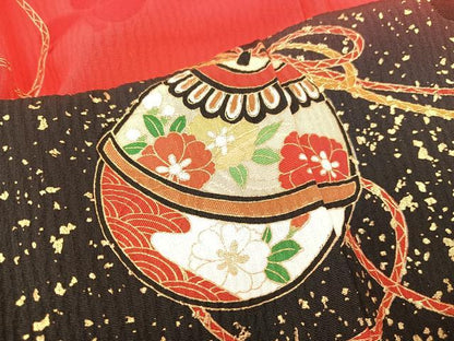 平和屋着物∵女の子　十三参り　子供　祝着・袋帯セット　帯セット　手毬花文　金彩　逸品　BAAT2964mz