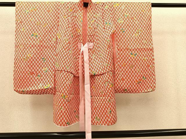 平和屋着物[]七五三　女の子　３歳　祝着　三つ身　被布セット　舞蝶文　逸品　BAAT2966mz