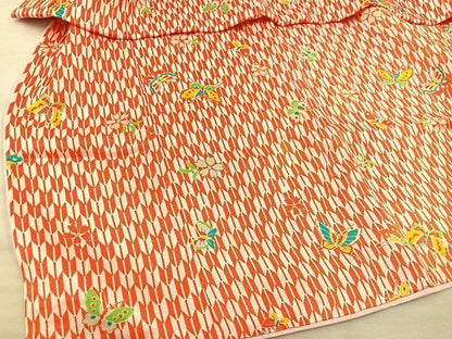平和屋着物[]七五三　女の子　３歳　祝着　三つ身　被布セット　舞蝶文　逸品　BAAT2966mz