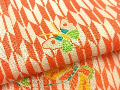 平和屋着物[]七五三　女の子　３歳　祝着　三つ身　被布セット　舞蝶文　逸品　BAAT2966mz