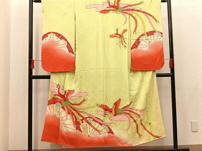平和屋着物∵女の子 十三参り 子供 駒刺繍 孔雀花文 暈し染め 金彩 逸品 BAAT2967mz