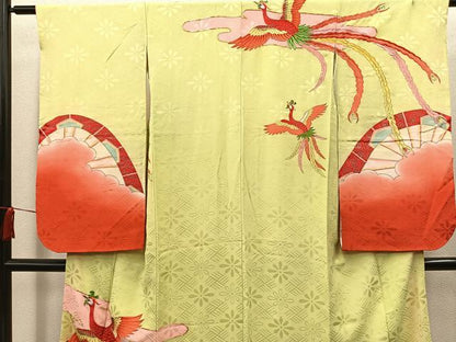 平和屋着物∵女の子 十三参り 子供 駒刺繍 孔雀花文 暈し染め 金彩 逸品 BAAT2967mz