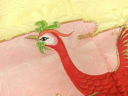 平和屋着物∵女の子 十三参り 子供 駒刺繍 孔雀花文 暈し染め 金彩 逸品 BAAT2967mz