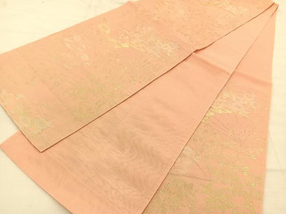 平和屋着物＊夏物 六通柄袋帯 扇面花文 金糸 正絹 逸品 BAAT3007hv