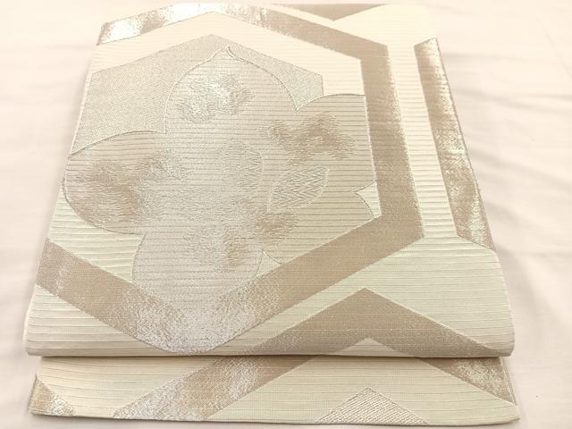 平和屋着物＊夏物 全通柄袋帯 亀甲花文 銀糸 正絹 逸品 BAAT3018hv