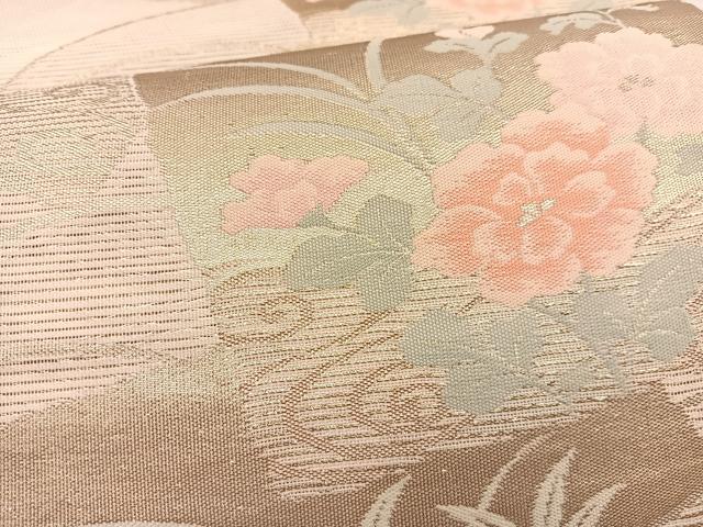 平和屋着物＊夏物 六通柄袋帯 色紙花文 金糸 正絹 逸品 BAAT3025hv