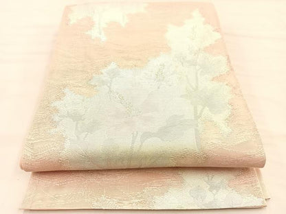 平和屋着物＊夏物　六通柄袋帯　枝花文　銀糸　正絹　逸品　BAAT3034hv