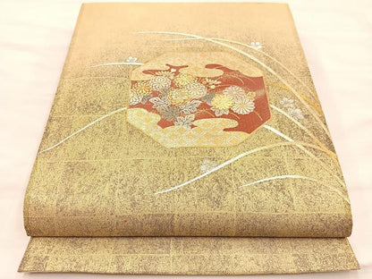 平和屋着物＊夏物 太鼓柄袋帯 螺鈿 七宝菊文 金銀彩 正絹 逸品 BAAT3062hv
