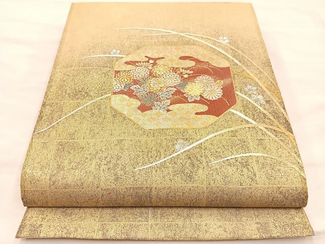 平和屋着物＊夏物 太鼓柄袋帯 螺鈿 七宝菊文 金銀彩 正絹 逸品 BAAT3062hv