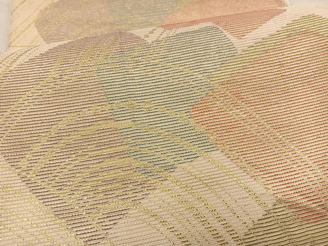 平和屋着物＊夏物 六通柄袋帯 立波色紙花文 金糸 正絹 逸品 BAAT3090hv