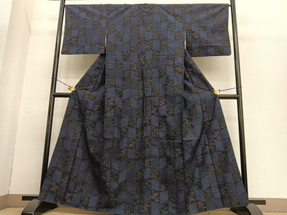 平和屋着物●結城紬 100亀甲 流水松竹花文 正絹 逸品 BAAT3173hv