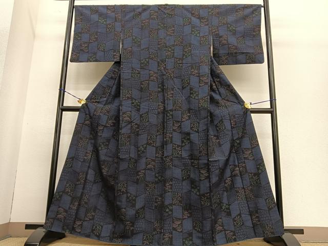 平和屋着物●結城紬 100亀甲 流水松竹花文 正絹 逸品 BAAT3173hv