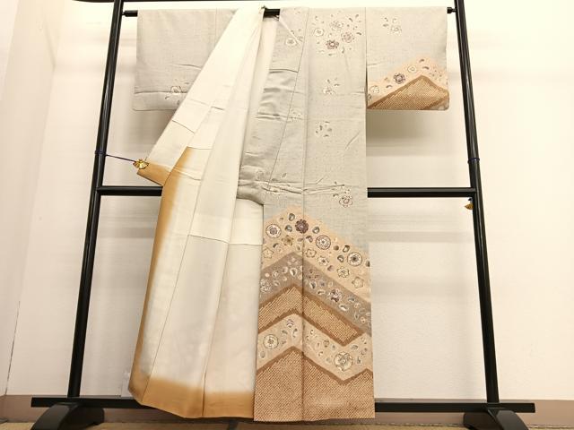 平和屋着物●訪問着 紬地 辻が花 絞り 正絹 逸品 BAAT3197hv