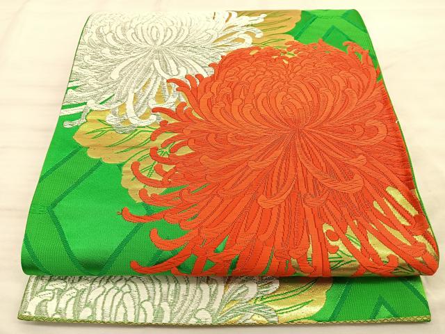 平和屋着物◎六通柄袋帯 唐織 乱菊 金銀糸 正絹 逸品 BAAT3207du