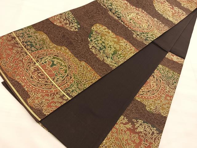 平和屋着物◎六通柄袋帯 狩猟文 金糸 正絹 逸品 BAAT3209du