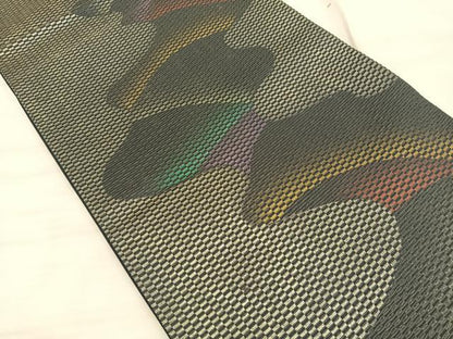 平和屋着物◎六通柄袋帯　流水文　銀糸　正絹　逸品　BAAT3219du