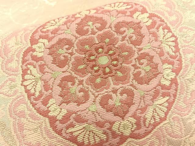 平和屋着物◎西陣 六通柄袋帯 唐織 松皮菱正倉院文 銀糸 正絹 逸品 BAAT3233du