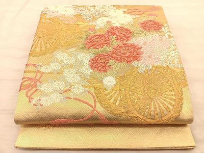 平和屋着物◎佐賀錦 六通柄袋帯 唐織 花車文 金銀糸 正絹 逸品 BAAT3240du