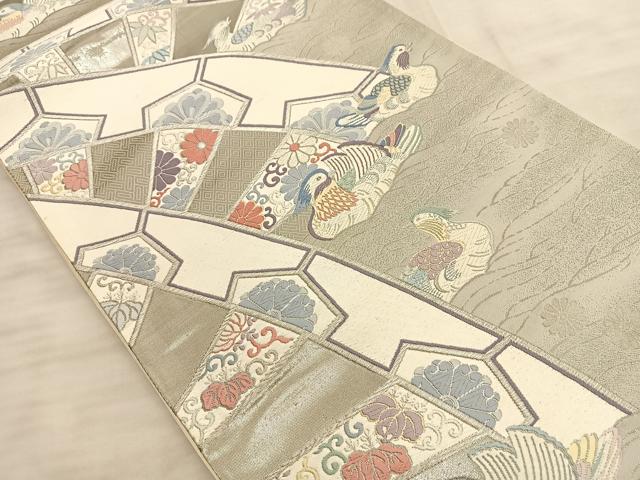 平和屋着物◎六通柄袋帯 唐織 陽春御車文 プラチナ箔 正絹 逸品 BAAT3247du
