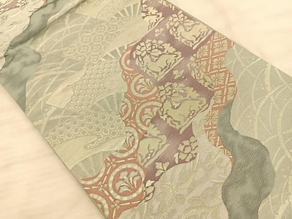 平和屋着物◎六通柄袋帯 近京更紗 銀糸 正絹 逸品 BAAT3363du