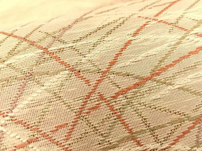 平和屋着物＊夏物 六通柄袋帯 横段すすき文様 金糸 正絹 逸品 BAAT3383du