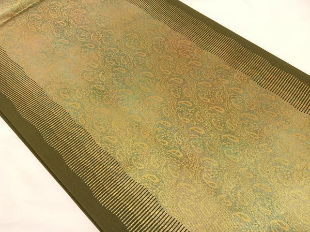 平和屋着物◎六通柄袋帯 ペイズリー 金糸正絹 逸品 BAAT3401ui