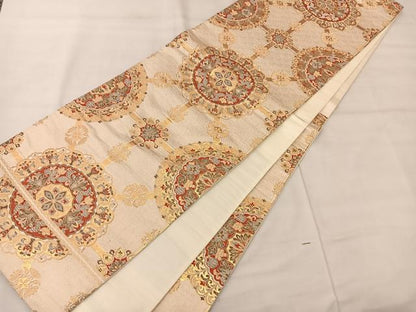 平和屋着物◎六通柄袋帯　正倉院花文　金糸　正絹　逸品　BAAT3405ui