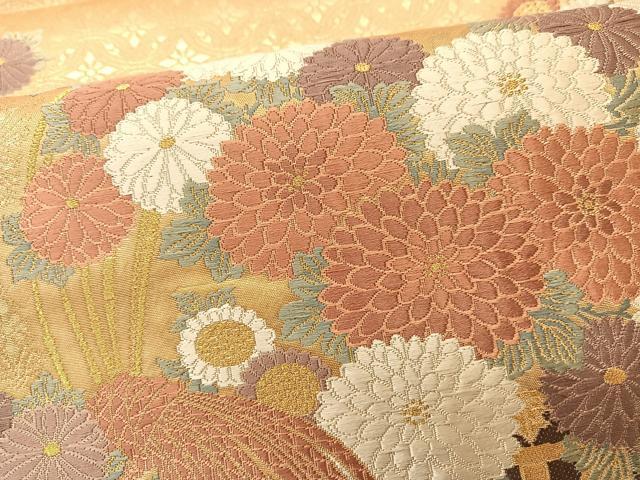 平和屋着物◎六通柄袋帯 唐織 草花文 金糸 正絹 逸品 BAAT3409ui