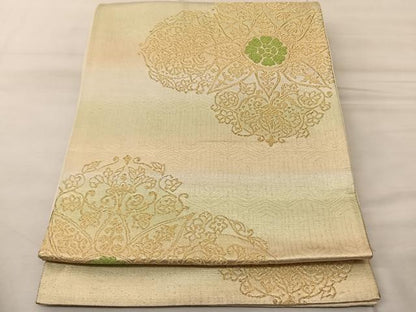 平和屋着物◎六通柄袋帯 正倉院花文 金糸 正絹 逸品 BAAT3412ui