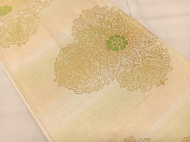 平和屋着物◎六通柄袋帯 正倉院花文 金糸 正絹 逸品 BAAT3412ui