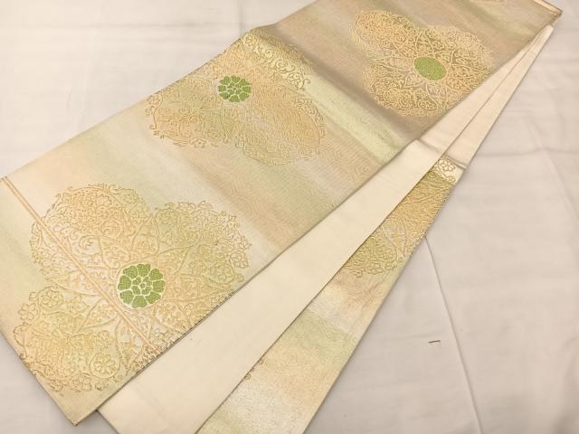 平和屋着物◎六通柄袋帯 正倉院花文 金糸 正絹 逸品 BAAT3412ui