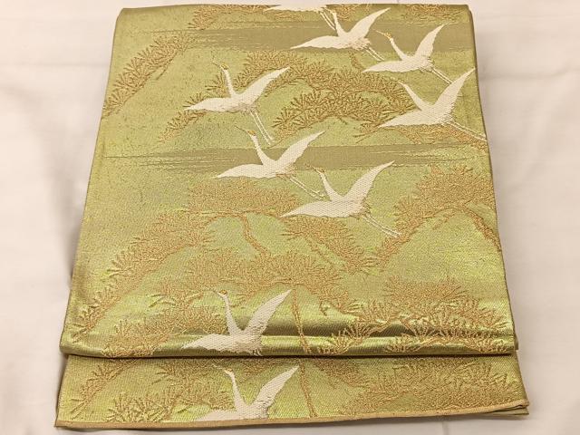 平和屋着物◎六通柄袋帯 唐織 飛鶴松文 金糸 引箔 正絹 逸品 BAAT3413ui