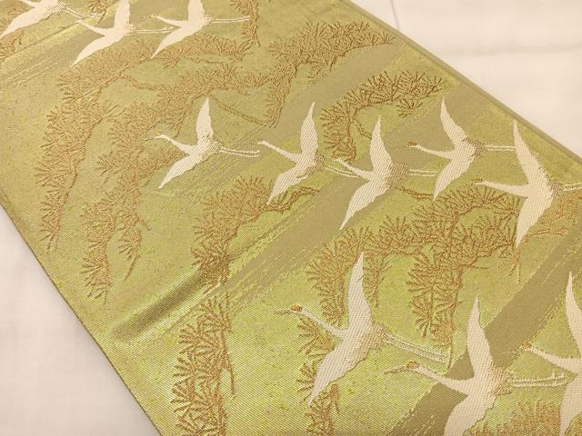 平和屋着物◎六通柄袋帯 唐織 飛鶴松文 金糸 引箔 正絹 逸品 BAAT3413ui