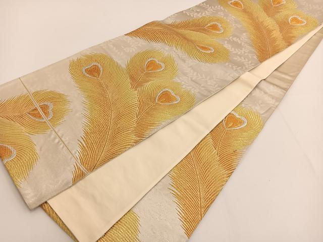 平和屋着物◎六通柄袋帯 孔雀羽文 金銀糸 正絹 逸品 BAAT3423ow