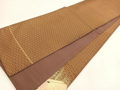 平和屋着物◎太鼓柄袋帯 流水花文 金糸 金彩 正絹 逸品 BAAT3429ui