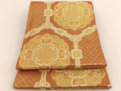 平和屋着物◎佐賀錦 六通柄袋帯 亀甲花文 金糸 正絹 逸品 BAAT3442ui