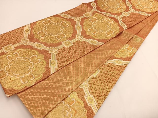 平和屋着物◎佐賀錦 六通柄袋帯 亀甲花文 金糸 正絹 逸品 BAAT3442ui