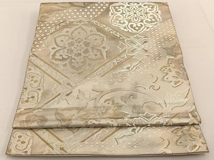 平和屋着物◎六通柄袋帯 花菱文 金銀糸 正絹 逸品 BAAT3459ui