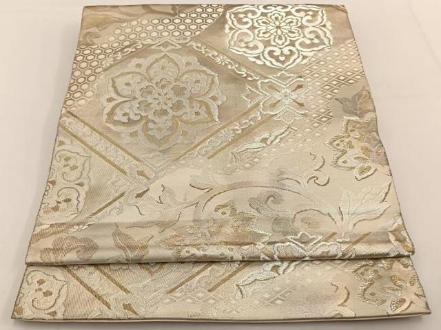平和屋着物◎六通柄袋帯 花菱文 金銀糸 正絹 逸品 BAAT3459ui